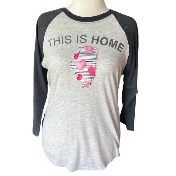 Ladybird This Is Home Illinois Baseball T-Shirt Women's Size M 3D Heart Fabric - Picture 1 of 7